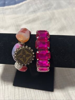 Keep it Gypsy Upcycled LV Quatrefoil Gemstone bracelet set